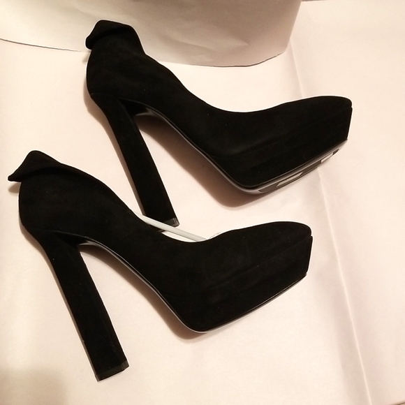 NIB Bottega Veneta Platform Pumps High Heels Black Suede size 40 - Picture 1 of 9